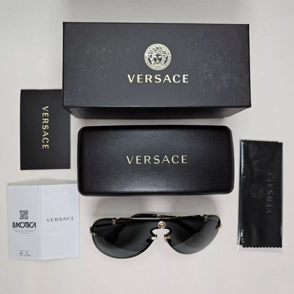 Versace Gold Pilot Medusa Shield Sunglasses - Picture 5 of 9